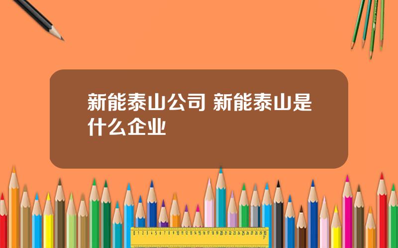 新能泰山公司 新能泰山是什么企业